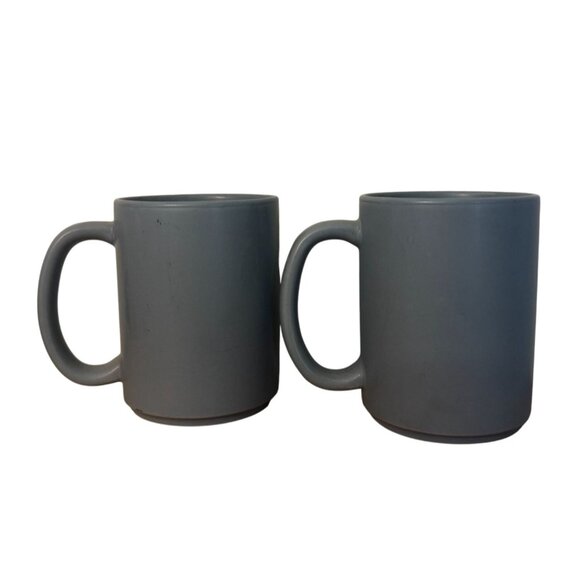 Set Of 2 DesignPac Gray Ceramic Coffee Mugs 12 oz Dishwasher & Microwave Safe - Picture 1 of 4